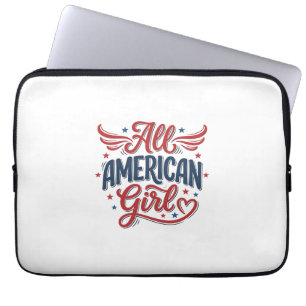 All American Girl Patriotisches Vintage-Vektordesi Laptopschutzhülle