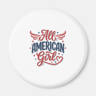 All American Girl Patriotisches Vintage-Vektordesi Magnet