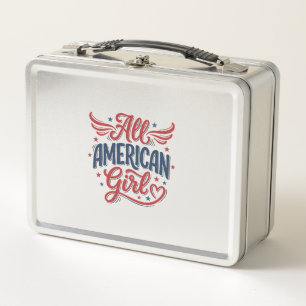 All American Girl Patriotisches Vintage-Vektordesi Metall Brotdose