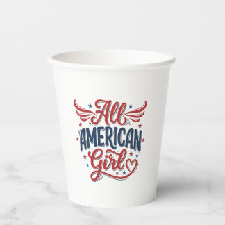 All American Girl Patriotisches Vintage-Vektordesi Pappbecher