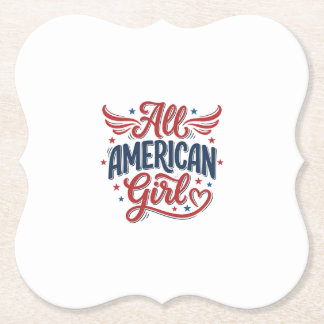 All American Girl Patriotisches Vintage-Vektordesi Untersetzer