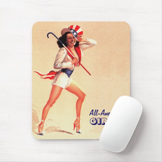 All-American Girl. Retro-Button Mousepad (Mit Mouse)