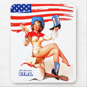 All-American Girl. Retro-Button Mousepad