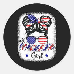 All American Girl Shirt USA Flag 4. Juli Frauen Ki Runder Aufkleber