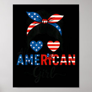 All American Girl USA Flag 4. Juli Frauen Kinder P Poster