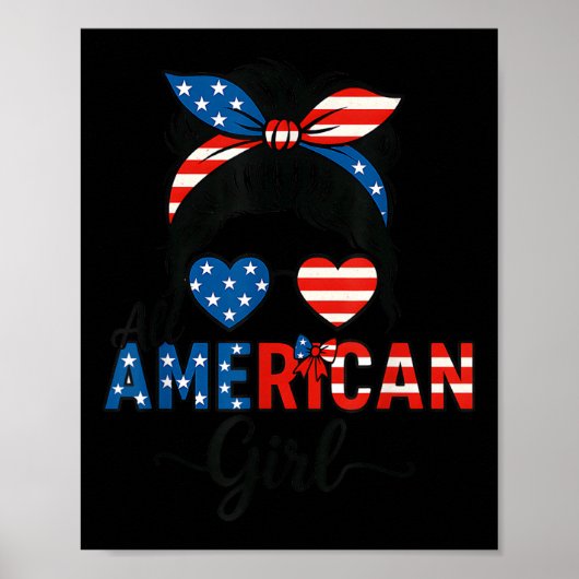 All American Girl USA Flag 4. Juli Frauen Kinder P Poster (Vorne)