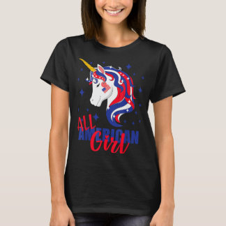 All American Girl USA-Flagge 4. Juli Einhorn  T-Shirt