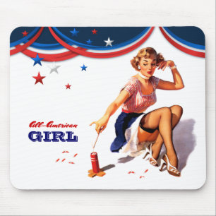 All-American Girl. Vintage Pin-up Mousepad