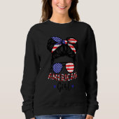 All American Girls 4th of July Daughter Messy Bun Sweatshirt (Vorderseite)