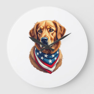 All American Golden Retriever Vintage T-Shirt Große Wanduhr