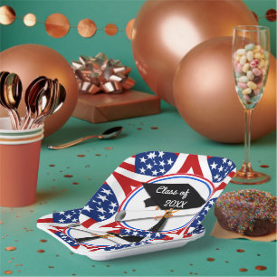 All American Grad - Red White & Blue on Stars Pappteller