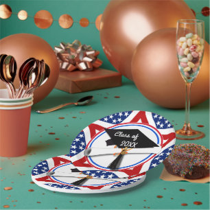 All American Grad - Red White & Blue on Stars Pappteller