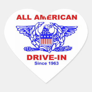 All American Hamburger Drive im Herzen Herz-Aufkleber