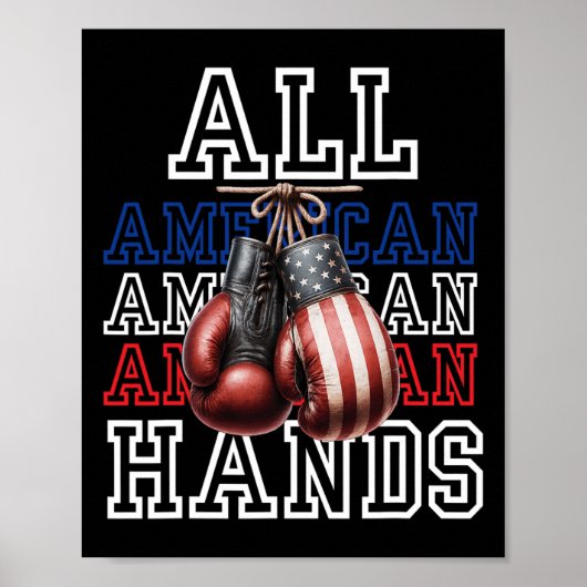 All American Hands Usa Flag Boxhandschuh Tee  Poster (Vorne)