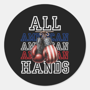 All American Hands Usa Flag Boxhandschuh Tee  Runder Aufkleber