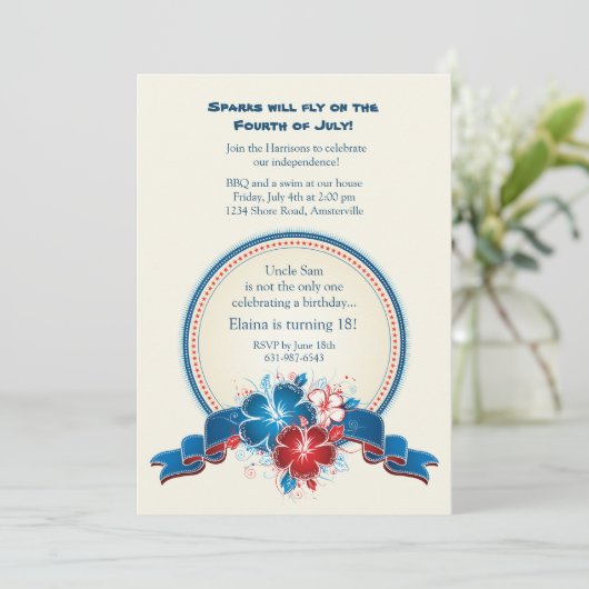 All American Hibiskus Einladung (Stehend Vorderseite)