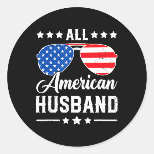 All American Husnd 4. Juli Patriotisch Usa Match Runder Aufkleber