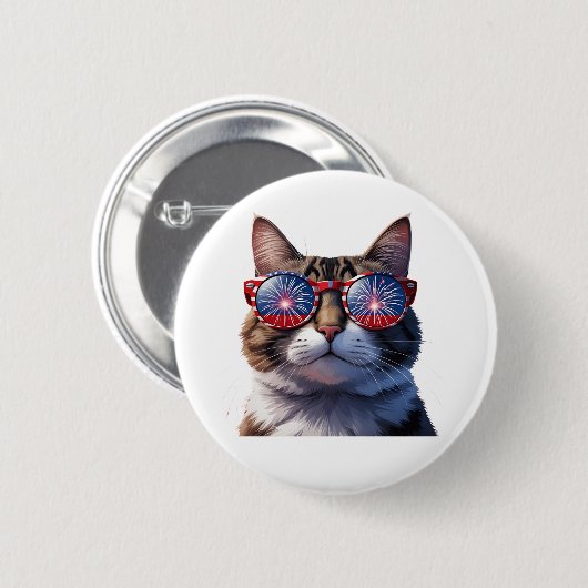 All American Kitty - Patriotic Cat Button (Vorne & Hinten)