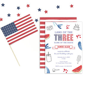 All-American Land Of The Three 3. Geburtstagsfeier Einladung