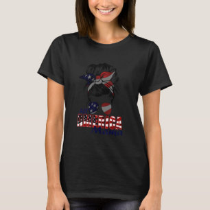 All American Mama Messy Bun 4. Juli Mama Mutter T-Shirt