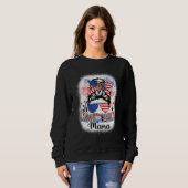 All American Mama Messy Bun 4th Of July Leopard Su Sweatshirt (Vorne ganz)