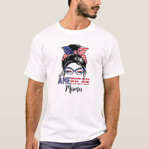 All American Mama Messy Bun Matching Family T-Shirt