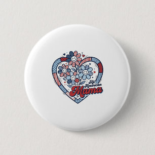 All American Mama Patriotisches Blumen-Shirt Desig Button