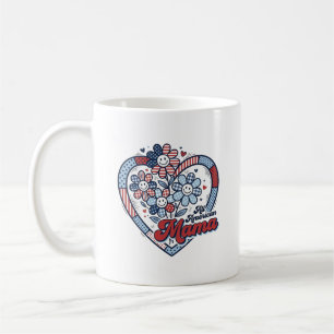 All American Mama Patriotisches Blumen-Shirt-Desig Kaffeetasse