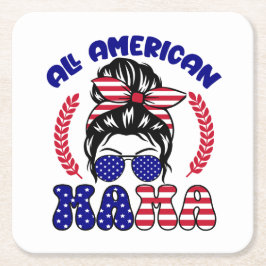 All American Mama Rechteckiger Pappuntersetzer
