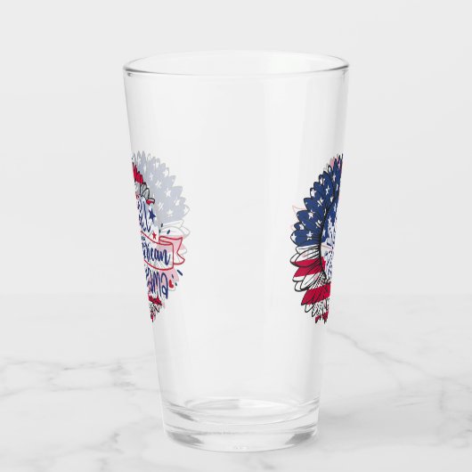 All American Mama Red White Blue Flag USA Patriot Glas (Links)