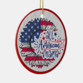 All American Mama Red White Blue US Flag Keramik Ornament (Rechts)