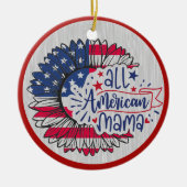 All American Mama Red White Blue US Flag Keramik Ornament (Vorne)