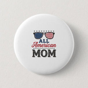 All American Mom Vintage Patriotisches Shirt Desig Button