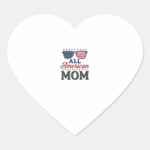All American Mom Vintage Patriotisches Shirt Desig Herz-Aufkleber