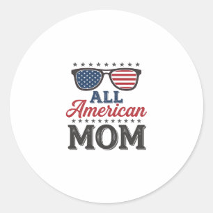 All American Mom Vintage Patriotisches Shirt Desig Runder Aufkleber