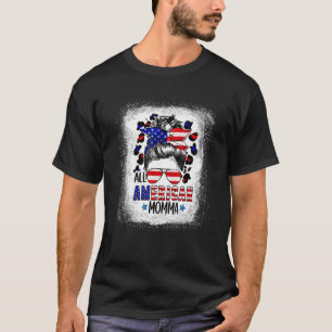 All American Momma Bleached Leopard Patriotic T-Shirt