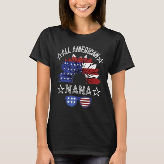 All American Nana 4th Of July Shirt Women Sunflowe (Vorderseite)