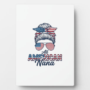 All American Nana Patriotisches Ungeordnetes Bun-V Fotoplatte
