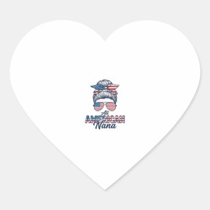 All American Nana Patriotisches Ungeordnetes Dutt- Herz-Aufkleber
