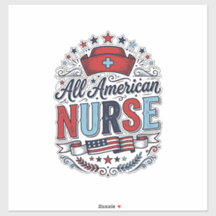 All American Nurse Vintage Patriotisches Shirt Des Aufkleber