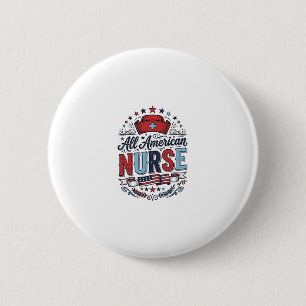 All American Nurse Vintage Patriotisches Shirt Des Button
