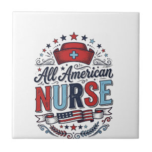 All American Nurse Vintage Patriotisches Shirt Des Fliese