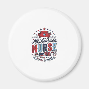 All American Nurse Vintage Patriotisches Shirt Des Magnet