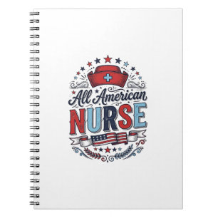 All American Nurse Vintage Patriotisches Shirt Des Notizblock