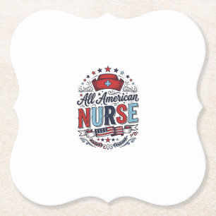 All American Nurse Vintage Patriotisches Shirt Des Untersetzer
