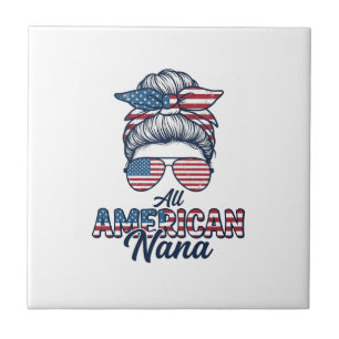 All American Oma Patriotischer Unordentlicher Dutt Fliese