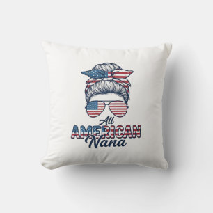 All American Oma Patriotischer Unordentlicher Dutt Kissen