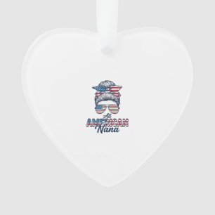 All American Oma Patriotischer Unordentlicher Dutt Ornament