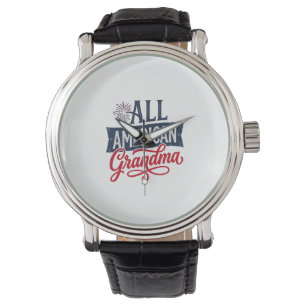 All American Oma patriotisches Feuerwerk Design_1 Armbanduhr