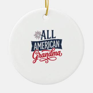 All American Oma patriotisches Feuerwerk Design_1 Keramik Ornament